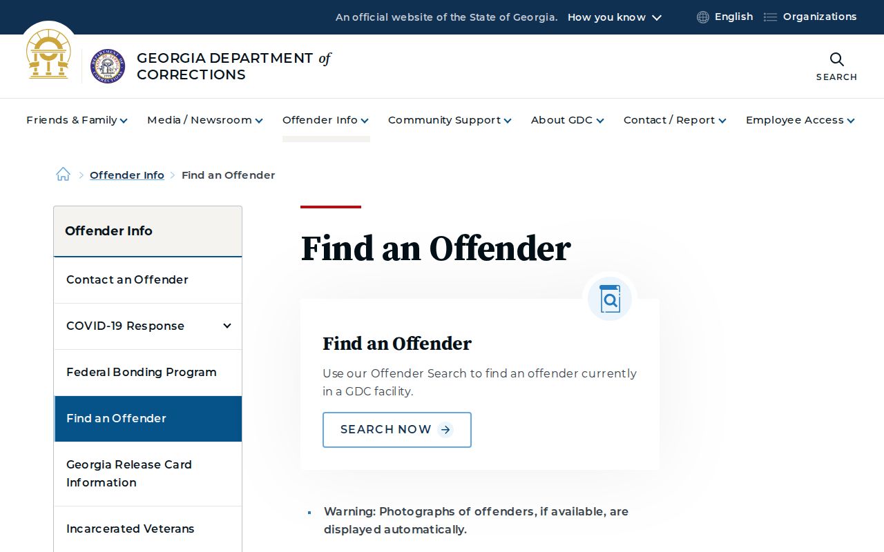 Georgia GDC offender search information for Fulton County released inmates