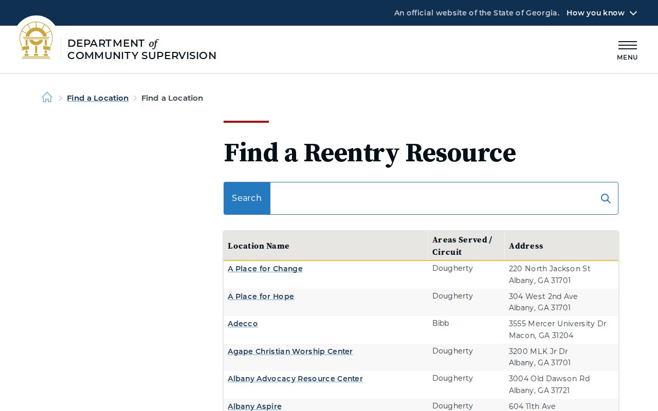 Georgia DCS reentry resource directory