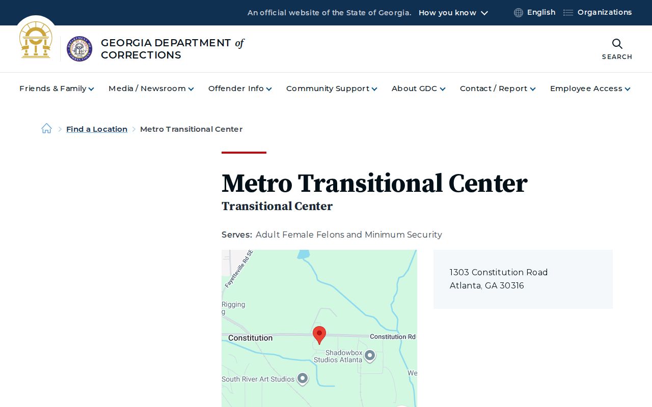 Georgia Department of Corrections Metro Transitional Center page