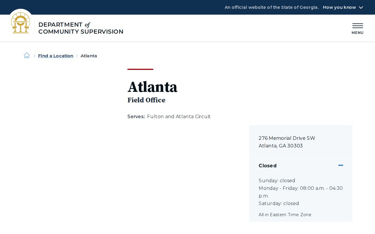 Georgia DCS Atlanta field office page